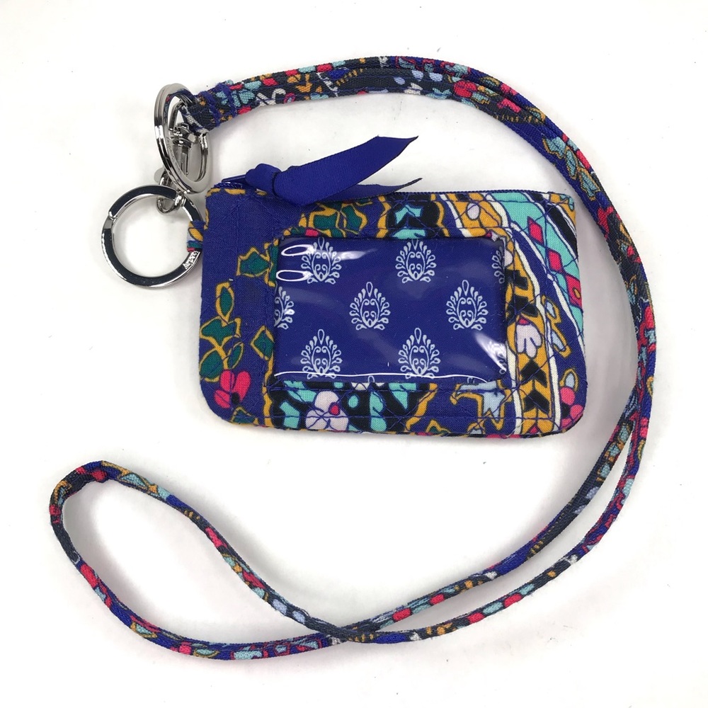 Vera Bradley Purple Romantic Paisley Quilted Lanyard ID Neck Wallet Coin
